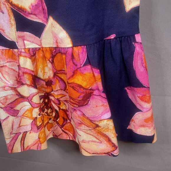 Trina Turk Dress Womens 10 Blue Floral Drop Waist Resort Embellished - Picture 9 of 13